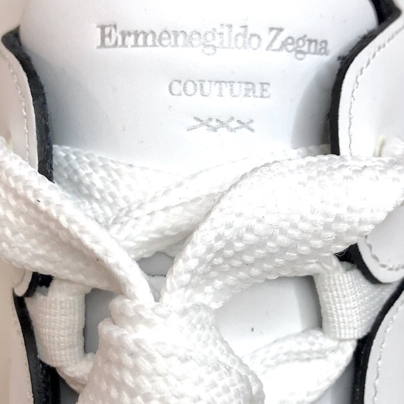 New $1150 Ermenegildo Zegna Couture's Tiziano white leather sneakers size 12 - Picture 6 of 14